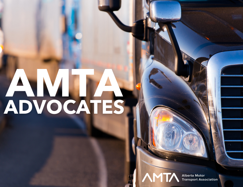 AMTA Advocates Graphic with Black Semi Truck image AMTA Advocates Graphic with Black Semi Truck front view image