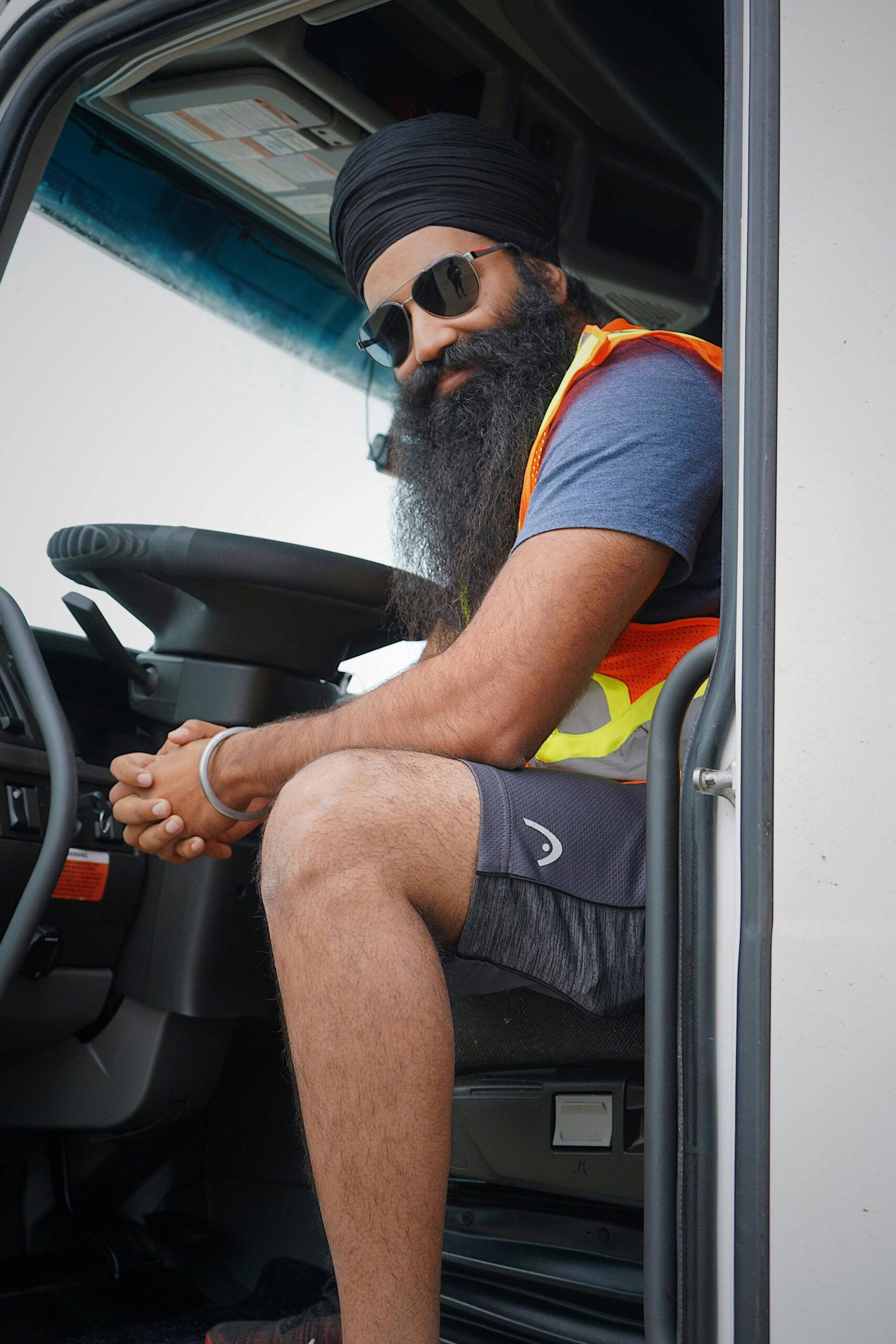 truck driver is in a truck