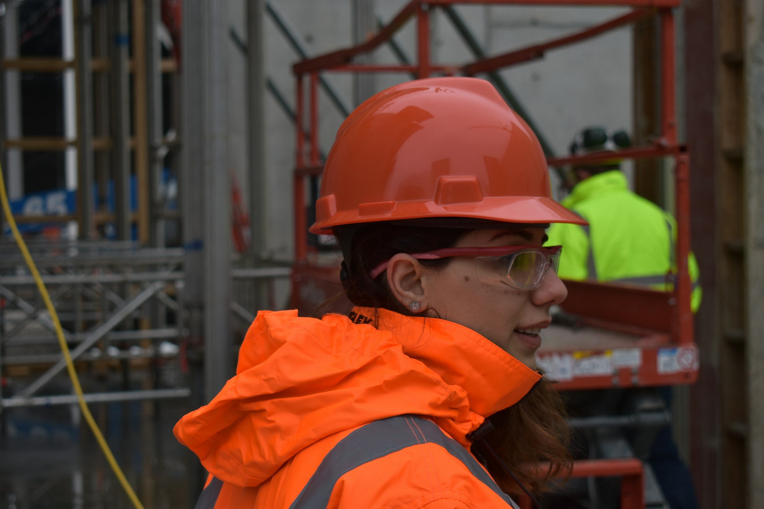 Trucking industry worker in Alberta wearing safety gear Trucking industry worker in Alberta wearing safety gear