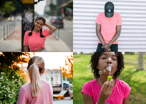 Collage of people wearing pink t-shirts