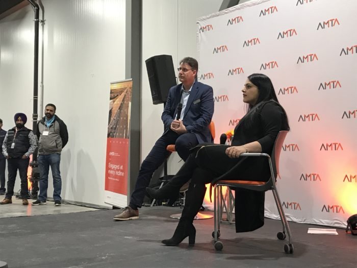 Alberta’s Transportation Minister Rajan Sawhney addresses AMTA members at an industry event