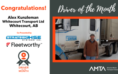 AMTA March 2026 Driver of the Month: Alex Kunzleman with Whitecourt Transport Ltd. (Whitecourt, AB)